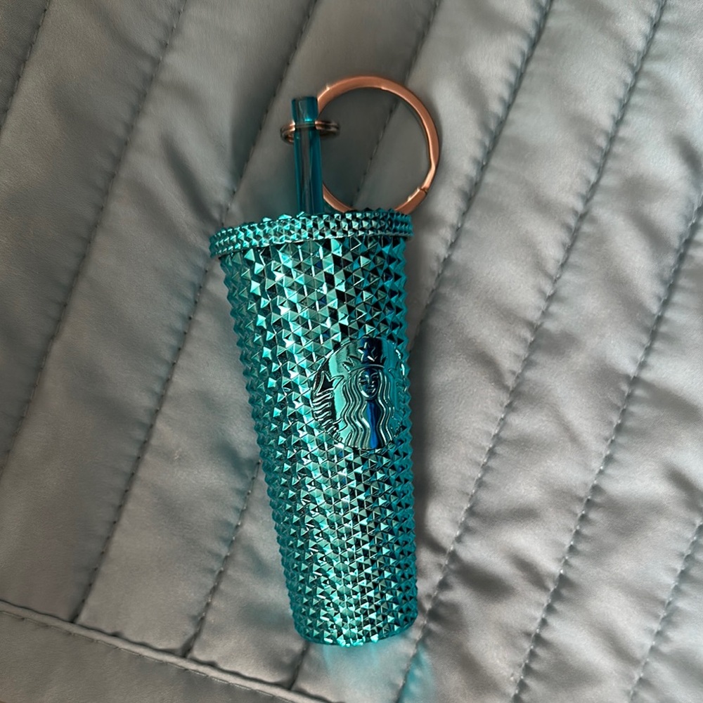 Starbucks Tiny Teal Studded Keychain Tumbler